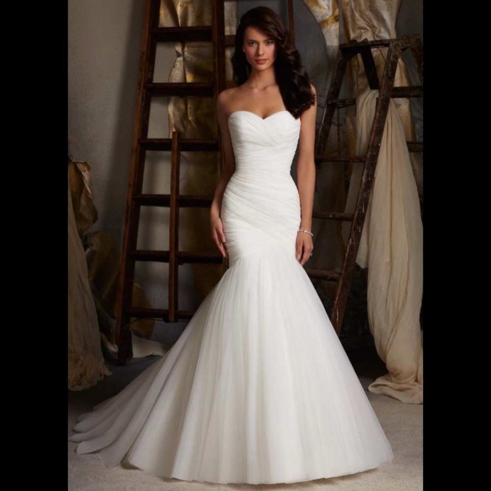 Mori Lee Strapless Sweetheart Mermaid Wedding Dress in Ivory- Size 6